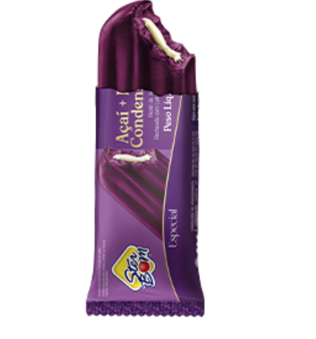 Picolé açaí + leite condensado