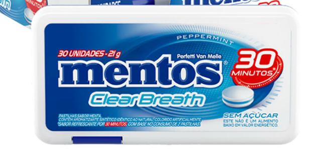 Mentos clear breath zero açúcares 21g