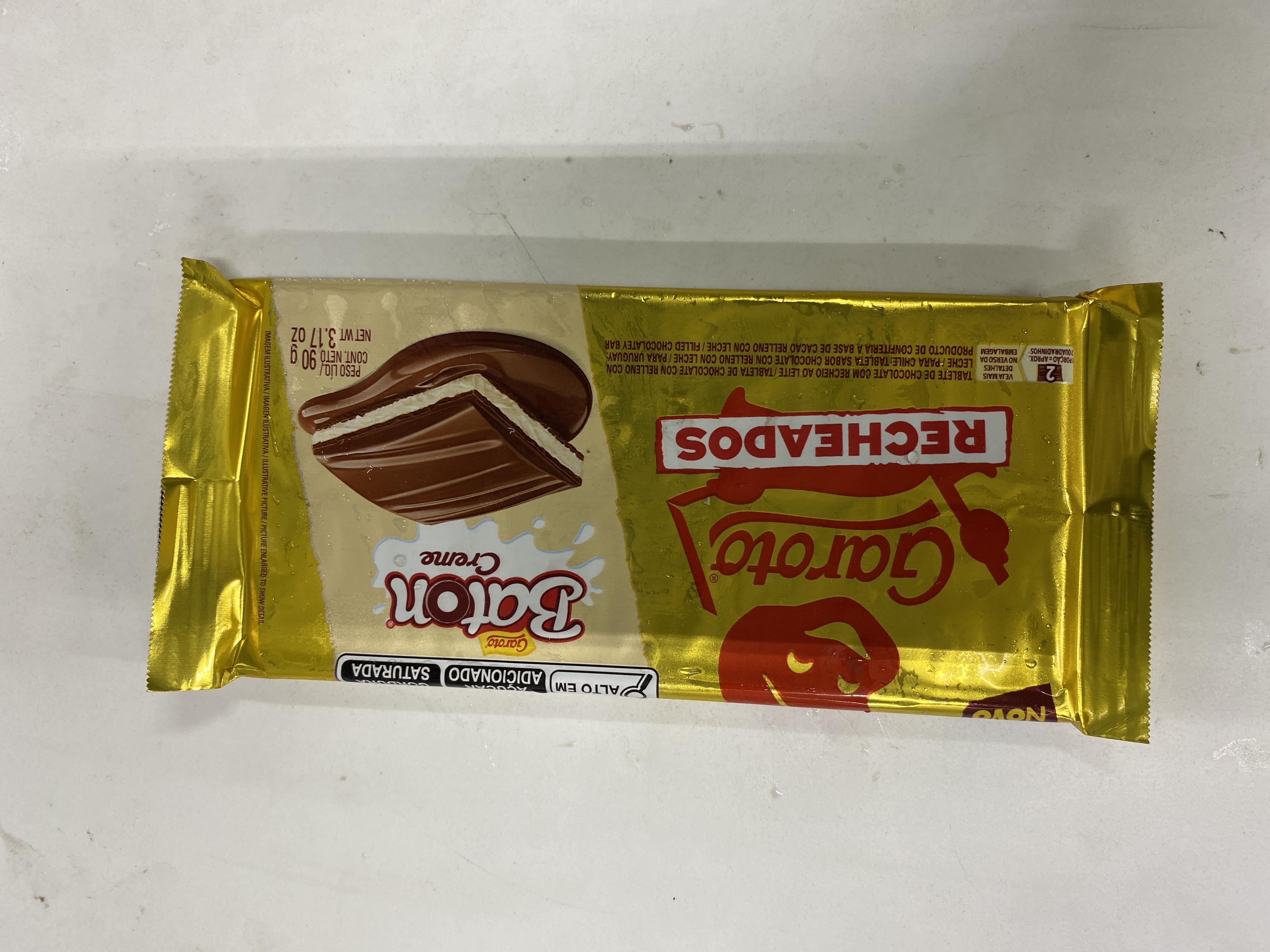 Barra chocolate recheado garoto baton creme
