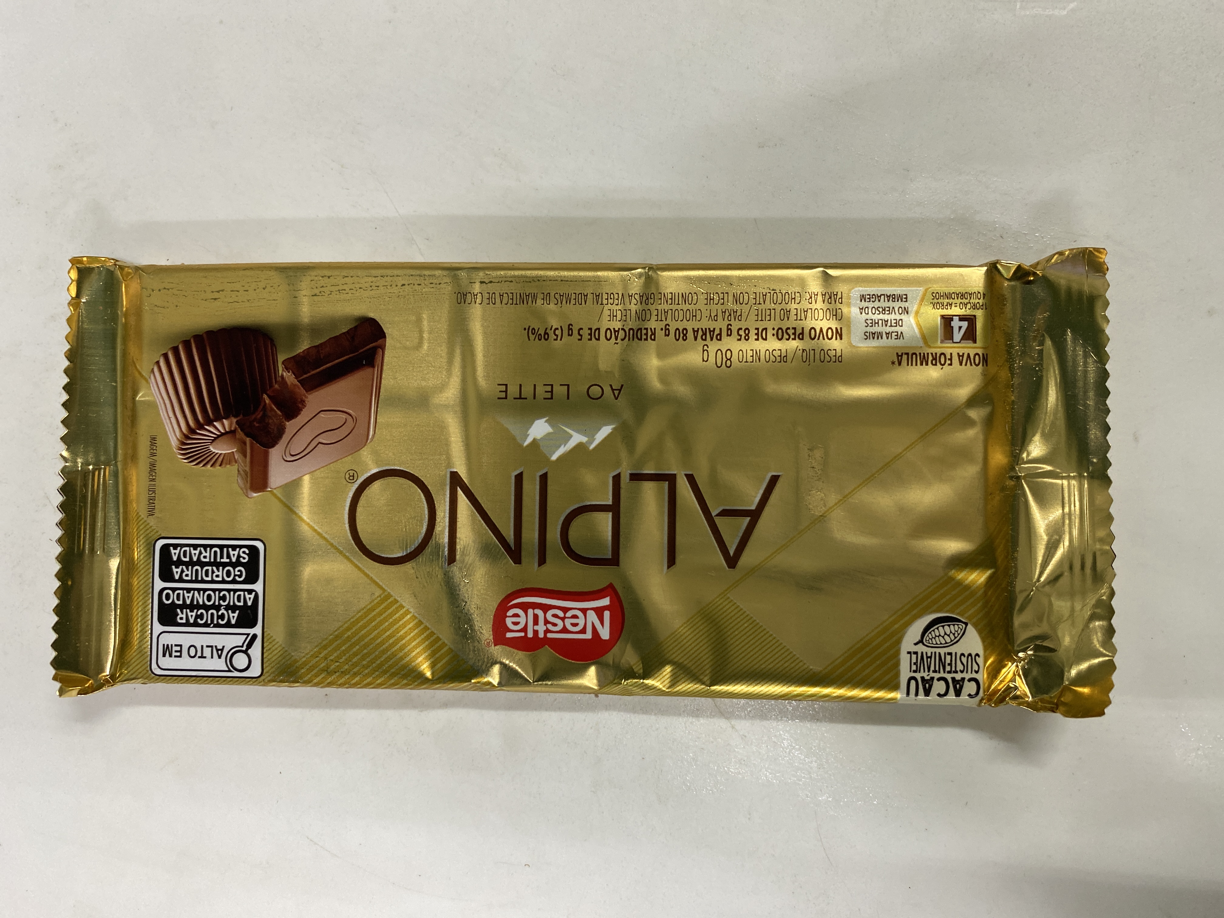 Barra chocolate alpino ao leite