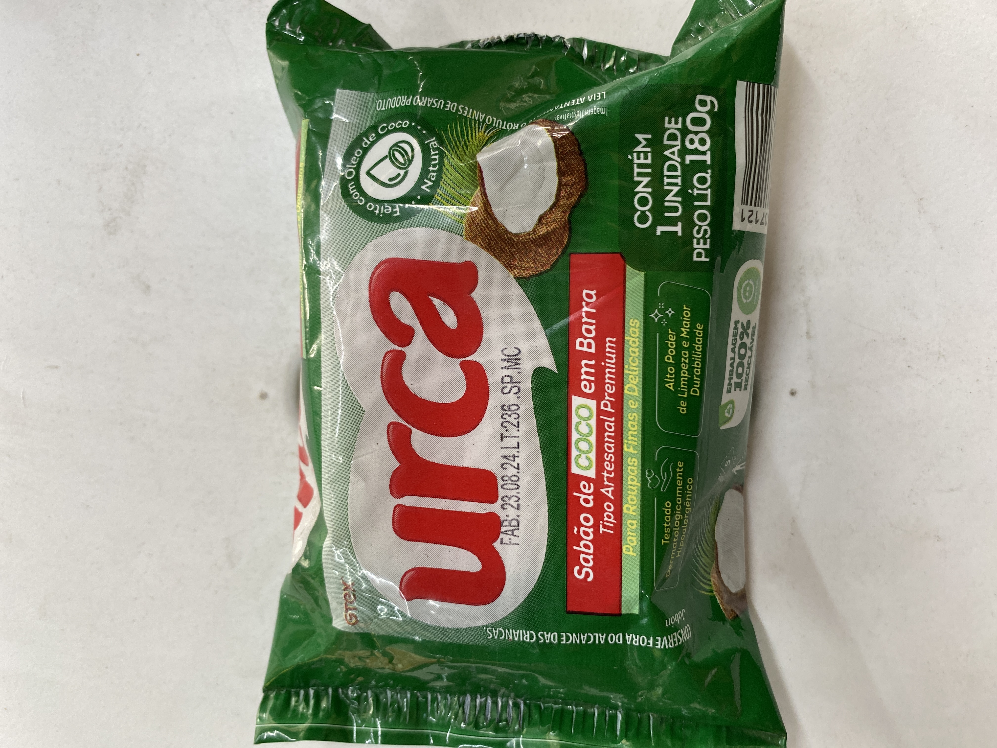 Sabão em barra coco 180g
