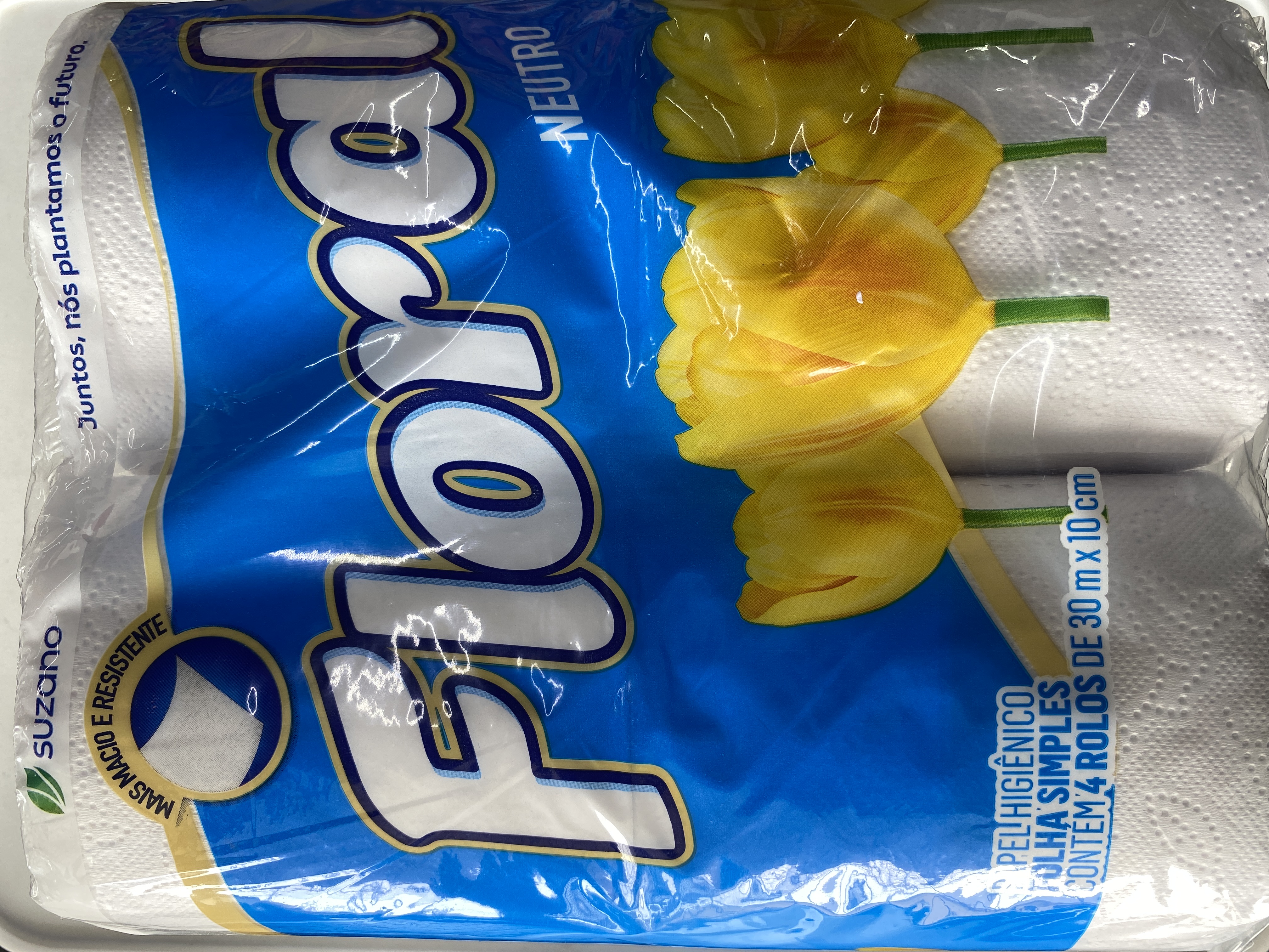 Papel higiênico floral, folha simples