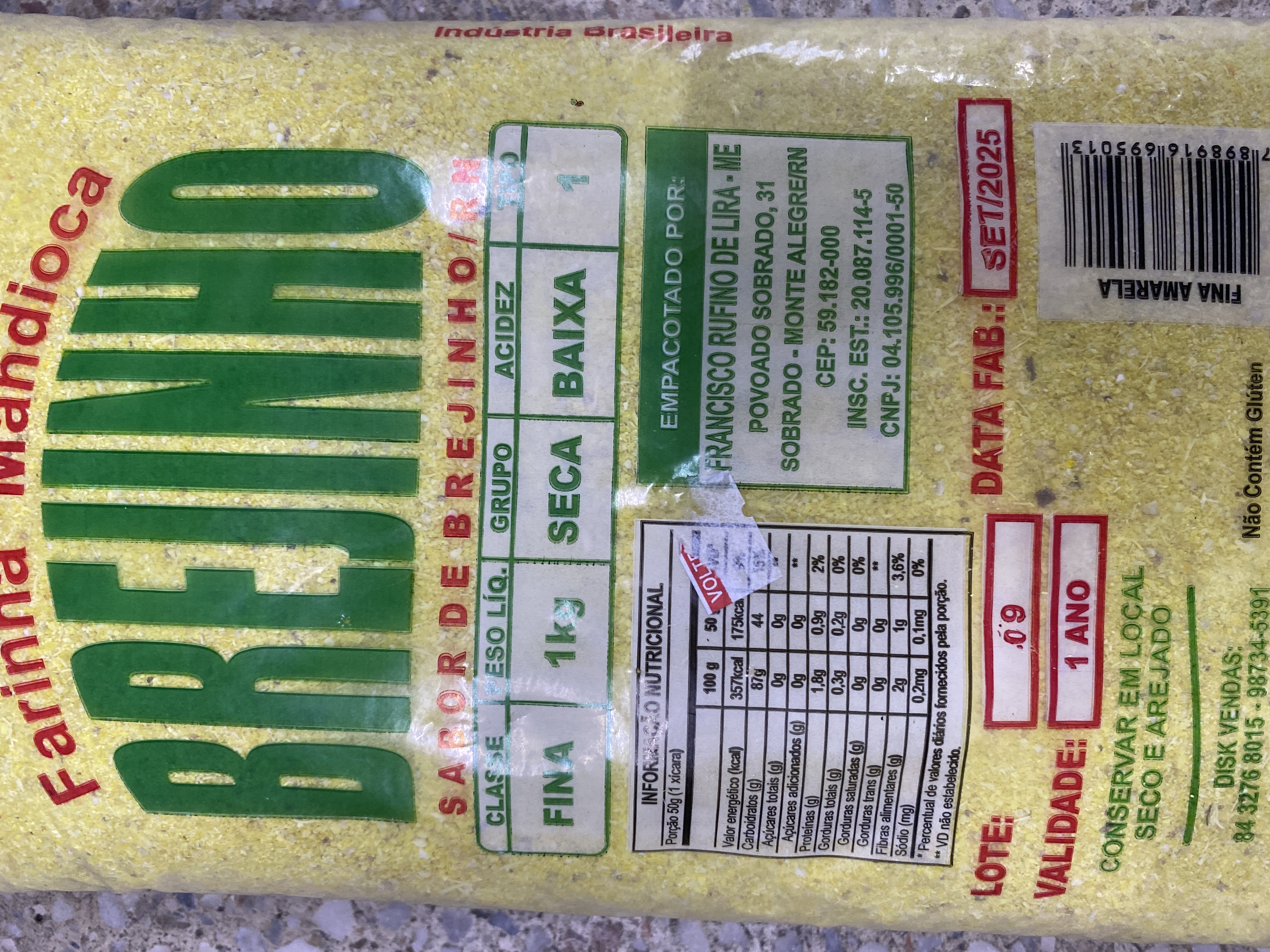 Farinha de mandioca Brejinho 1kg