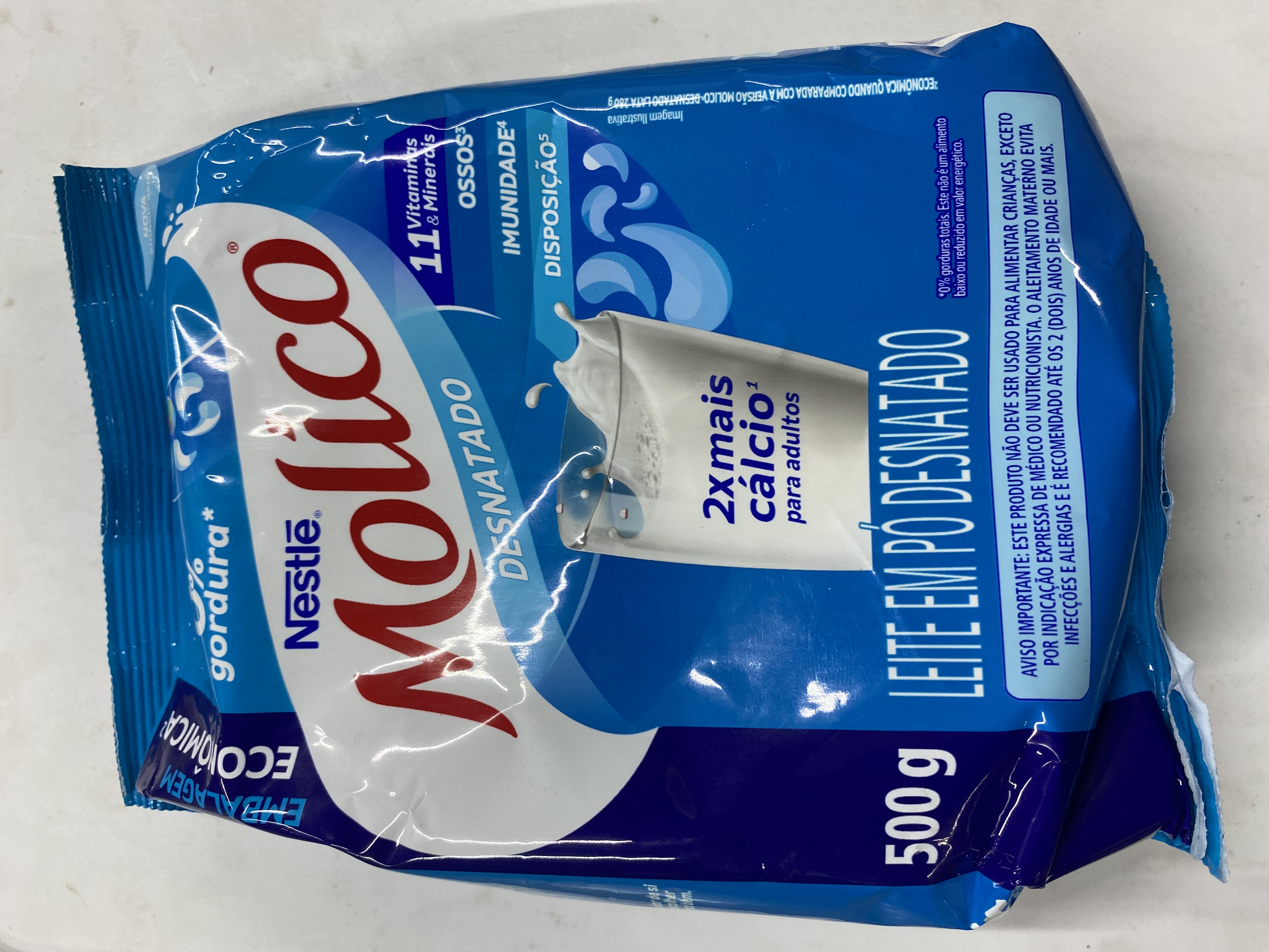 Leite em pó desnatado molico 500g