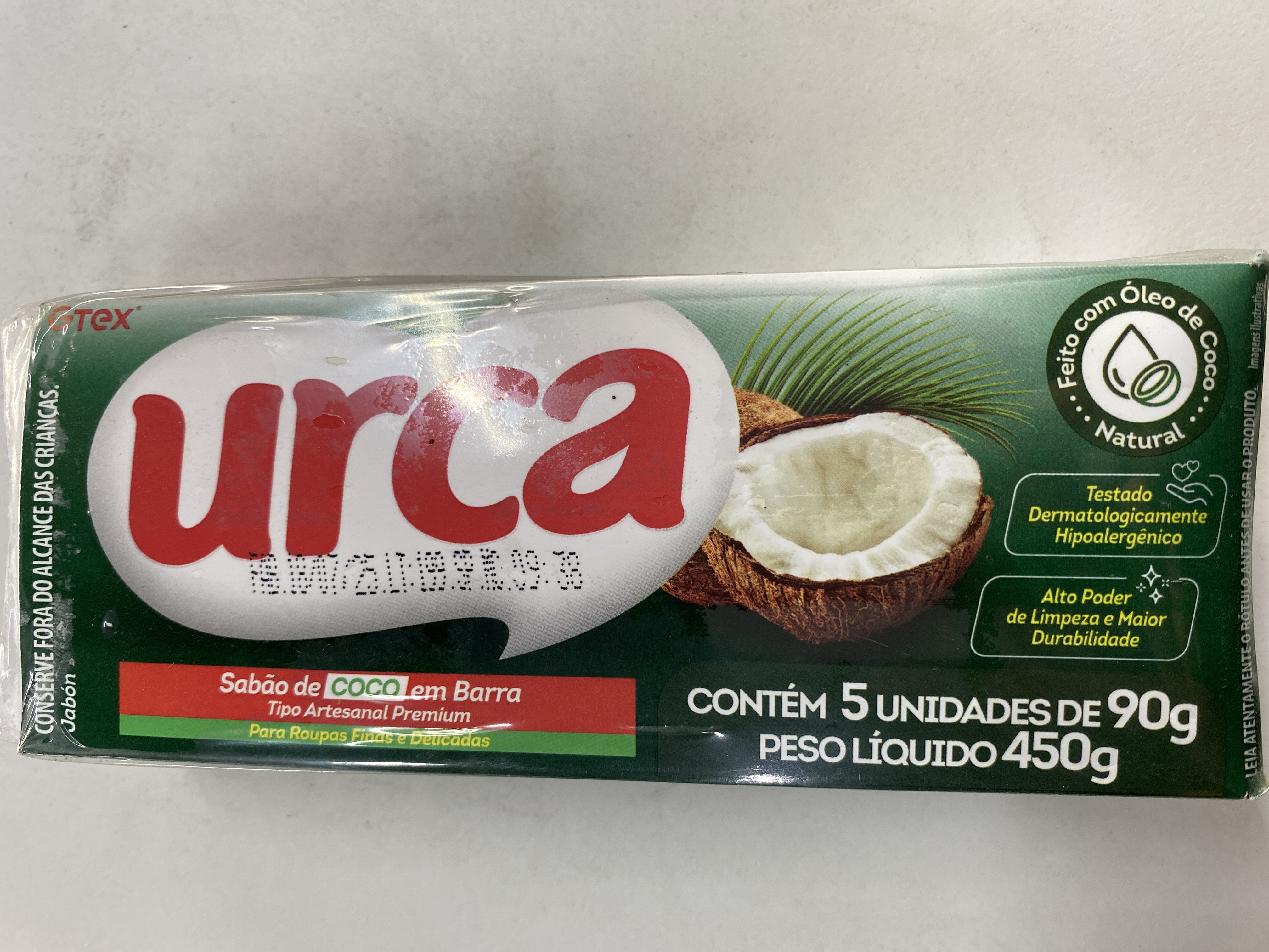 Sabão em barra côco, 450g